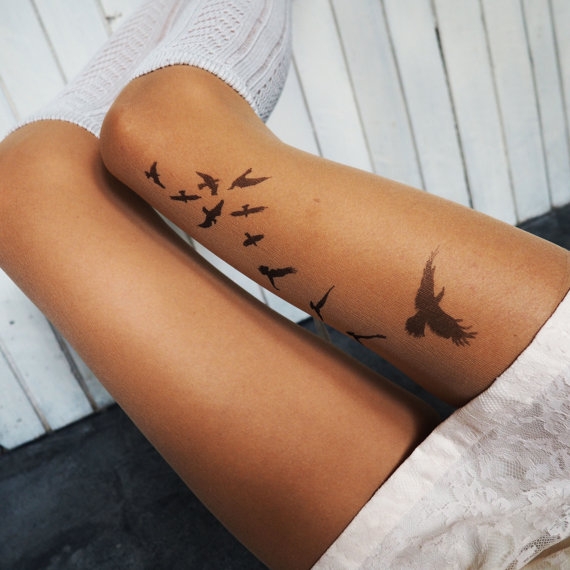 Birds In Flight Tattoo tights